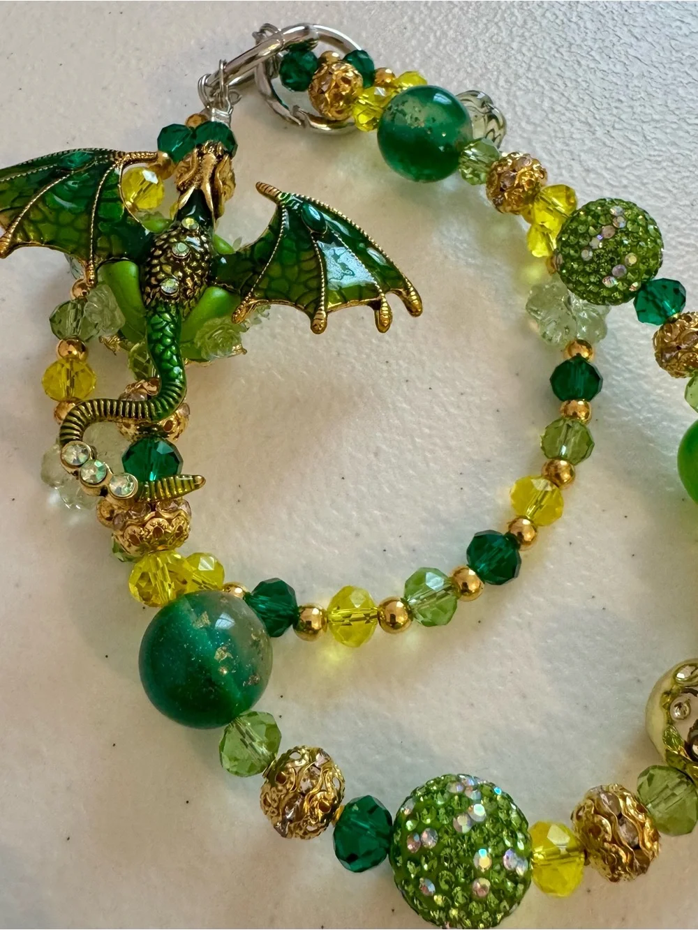 New Green Dragon Charm Beaded Phone Chain